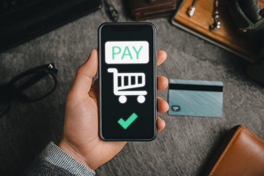 Mobile payment approval on smartphone screen for secure digital transaction.