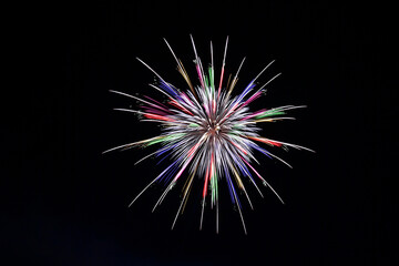 長野えびす講花火大会の美しく放物線を描く花火