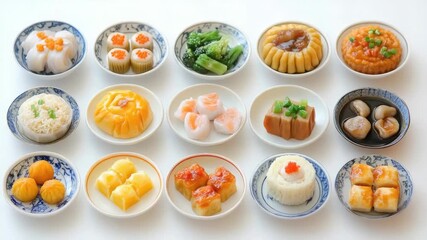 A table set with diverse dishes, ideal for meal planning or presentation