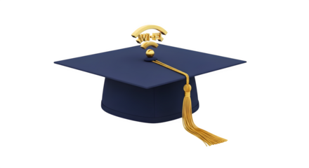 Graduation cap with tassel isolated on transparent background for academic achievement