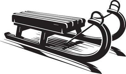 Vintage wood sled simple black and white illustration design template .eps
