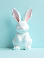 Obraz premium shot minimalist isometric easter bunny pattern soft pale pastel blue background subtle shadows gentle