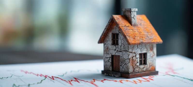 The house model illustrating housing market decline and financial instability
