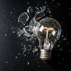 light bulb on black background
