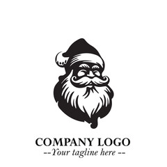 Fototapeta premium Santa Claus Logo Symbol in Black on White Background for Classic Holiday Branding and Design ArtPlus