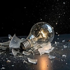 light bulb on black background