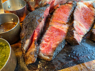 Tomahawk steak, the delicious grilled meat  dishes on the barbecue grill showcase a savory dinner meal