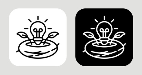 Idea Nest Icon In Black and White Line Style