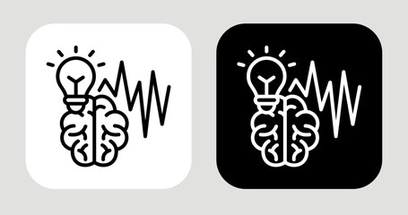 Idea Pulse Icon In Black and White Line Style