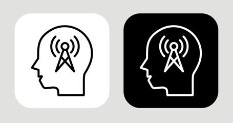 Think Tower Icon In Black and White Line Style