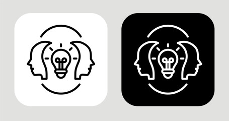 Fusion Mind Icon In Black and White Line Style