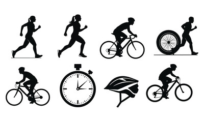 Obraz premium silhouettes of cyclist