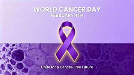 Cell texture paired with ribbons, echoing the vision of a "cancer free future", and accompanied by images in the World Cancer Day medical institution promotion and science popularization brochure.
