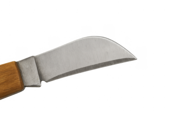 Pocket knife with curved sharp steel blade