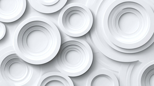 Abstract geometric design featuring overlapping concentric circles casting soft shadows, creating a sense of depth and dimension. The design has a minimalist aesthetic
