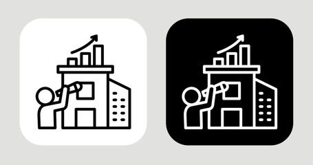 Business Scope Icon In Black and White Line Style