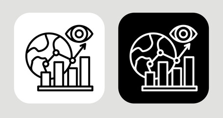 Market Vision Icon In Black and White Line Style