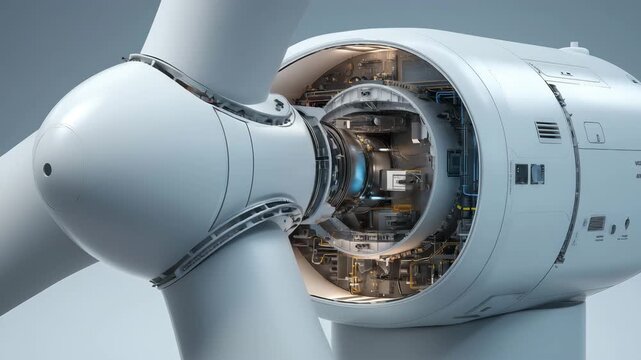 大型風力発電ハブ内部の精密な断面構造モデル