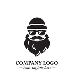 Santa Claus Logo Symbol in Black on White Background for Classic Holiday Branding and Design ArtPlus