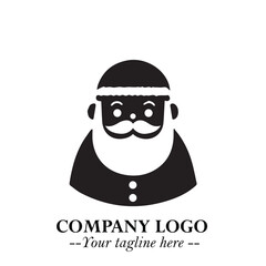 Santa Claus Logo Symbol in Black on White Background for Classic Holiday Branding and Design ArtPlus