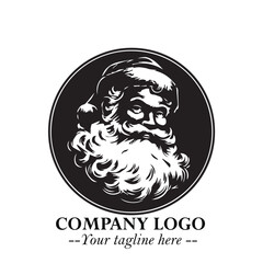 Santa Claus Logo Symbol in Black on White Background for Classic Holiday Branding and Design ArtPlus