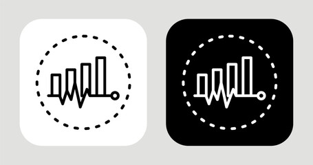 Market Pulse Icon In Black and White Line Style
