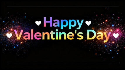 The starry sky background adorned with colorful fonts and hearts represents the romantic atmosphere of Valentine's Day, suitable for social media blessing and couple interaction scenes.
