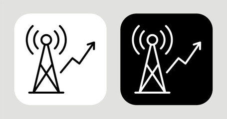 Growth Signal Icon In Black and White Line Style