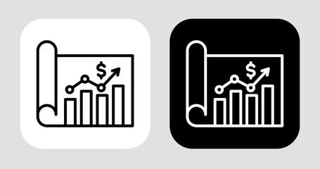 Market Chart Icon In Black and White Line Style
