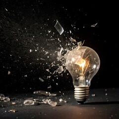 light bulb on black background