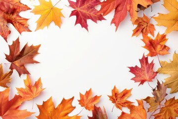 Fototapeta premium Autumnal Abundance A Vibrant Cascade of Maple Leaves in Festive Hues Frame on transparent background