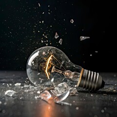 light bulb on black background