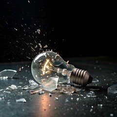 light bulb on black background