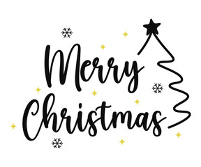 Merry Christmas hand lettering isolated. Vector illustration