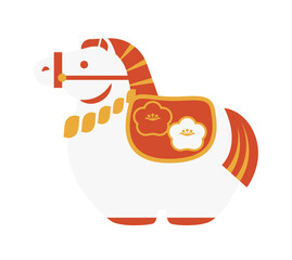 白い午の干支置物の年賀状素材