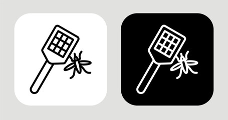 Fly Swatter Icon In Black and White Line Style