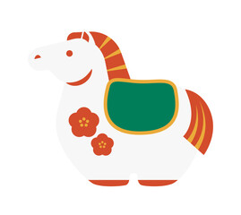 シンプルな午の縁起物の年賀素材イラスト