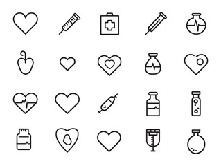 Heart icon in linear design isolated vector sign modern minimal style for creative projects