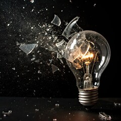 light bulb on black background