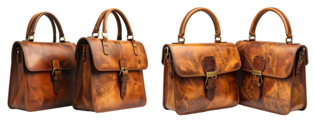 Set of Vintage Brown Leather Handbags