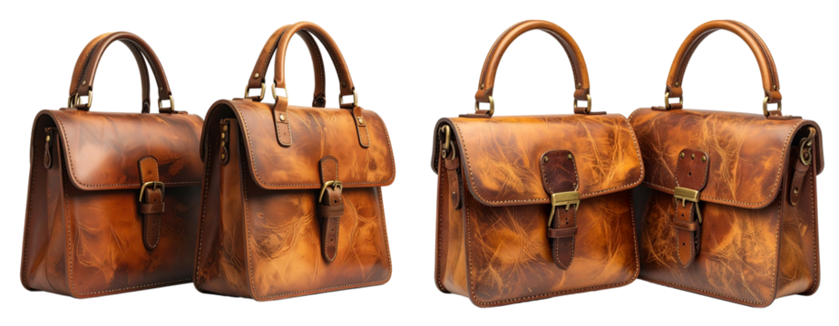 Set of Vintage Brown Leather Handbags - Powered by Adobe