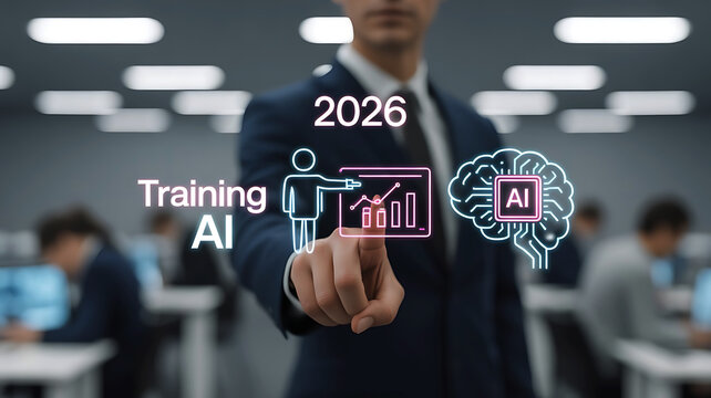 Artificial intelligence presentation of the future with rising chart and brain diagram
