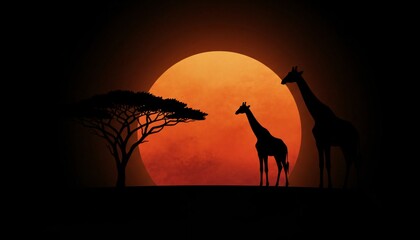 giraffe in the sunset