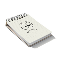 Sad spiral notebook with cartoon face illustration isolated Vector