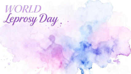 Light purple watercolor blending and silhouette, conveying the tenderness of leprosy care, accompanied by images in public welfare organization brochures and online health science columns.
