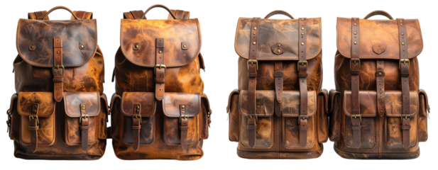 Set of Vintage Leather Backpacks