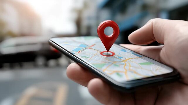 Smartphone with map, 3D Map pins, GPS, navigator pin checking points, 3D World Map icon, technology and application mobile smart phone with mobile, delivery tracking, transportation, generate by AI