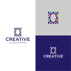 Colorful Abstract Square Logo Design with Creative Text