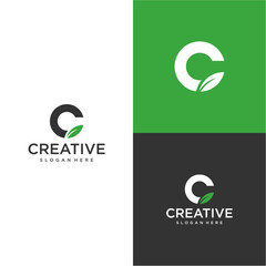 Modern Letter C Logo Design with Integrated Leaf Element, Representing Nature, Growth, and Organic Concepts for Branding and Business Identity