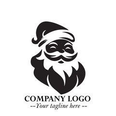 Santa Claus Logo Symbol in Black on White Background for Classic Holiday Branding and Design ArtPlus